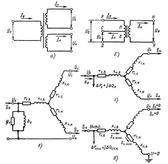 Схемы замещения автотрансформаторов