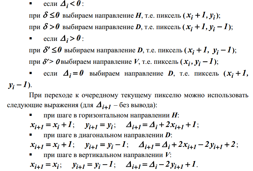 Окружность в растровой графике