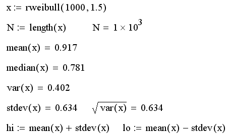 Описание: Иллюстрированный самоучитель по MathCAD 11 › Математическая статистика › Среднее значение и дисперсия
