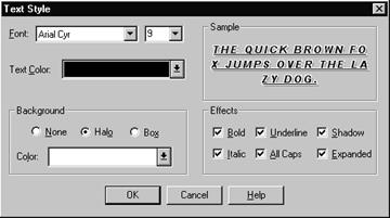 Выбор стиля текста